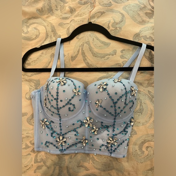 Feelin' Flawless Embellished Bustier | Blue rhinestone bustier top - Picture 11 of 12